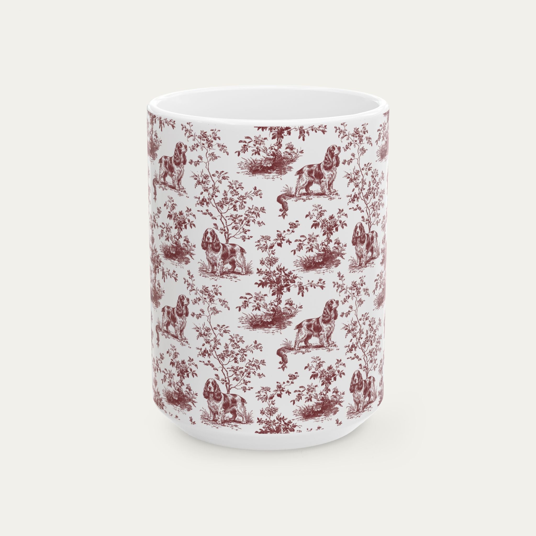 Cocker Spaniel Burgundy Toile Mug