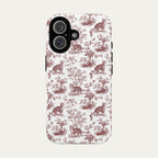 Tabby Cat Burgundy Toile phone Case