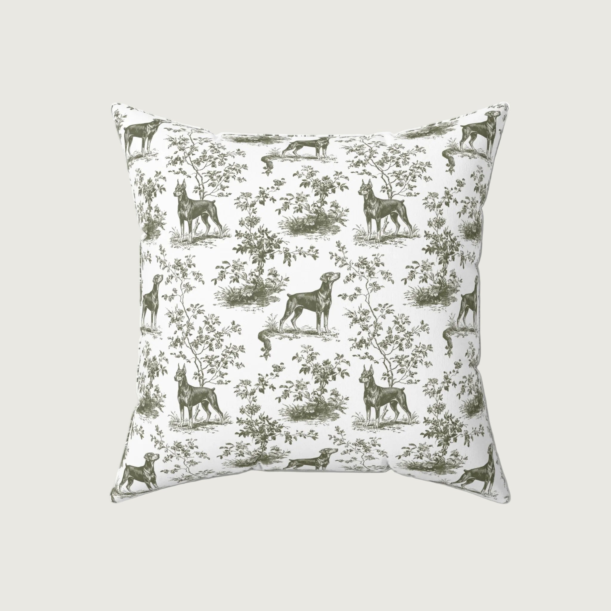 Dog Sage Green French Toile Pillow