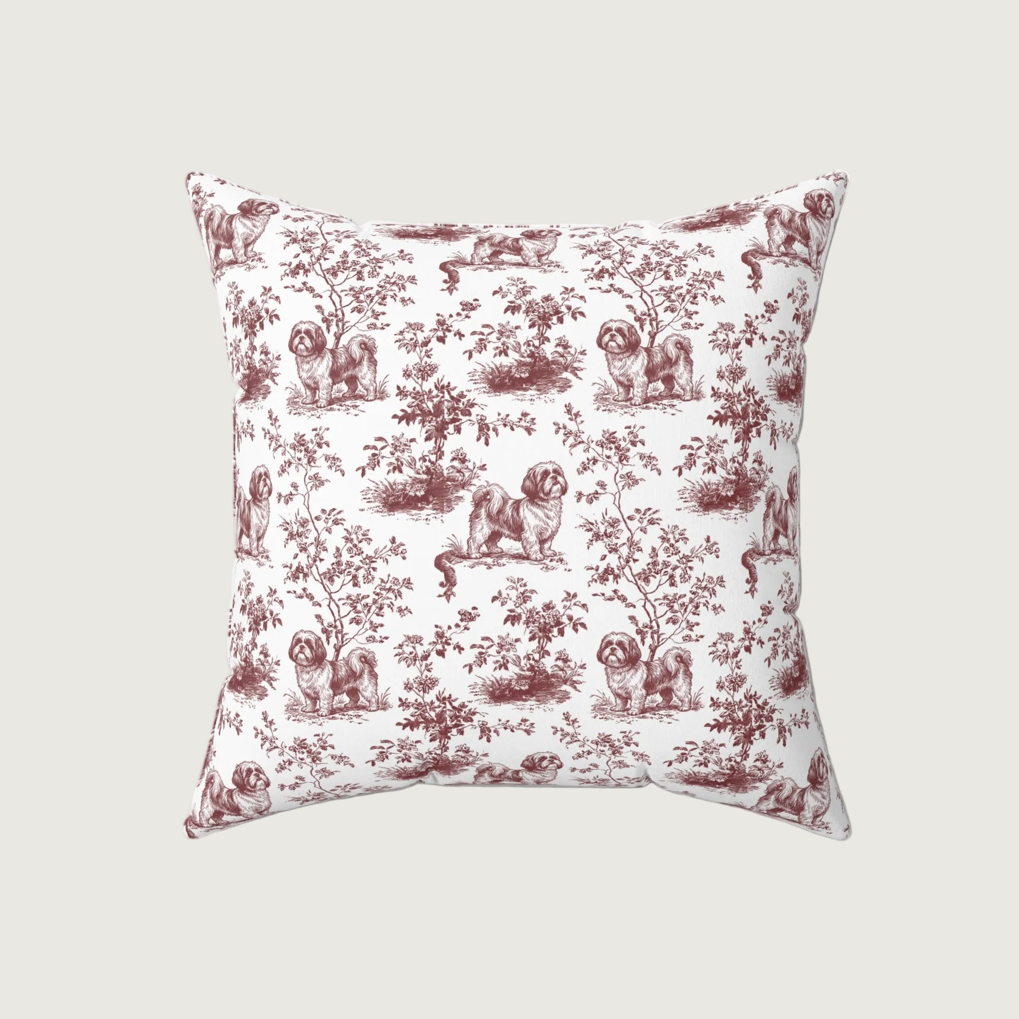 Dog Burgundy French Toile Pillow