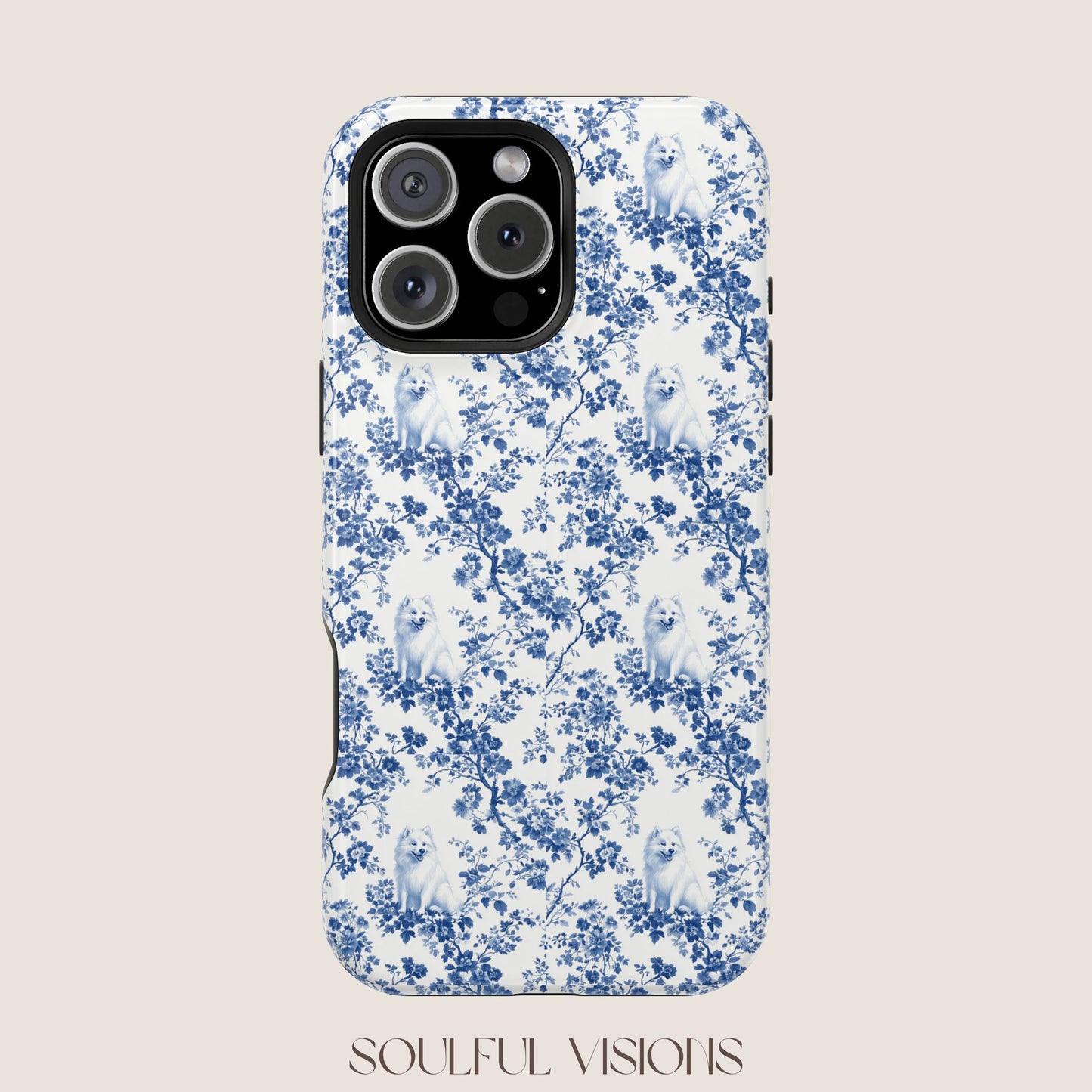 Samoyed Toile De Jouy Magnetic Phone Case