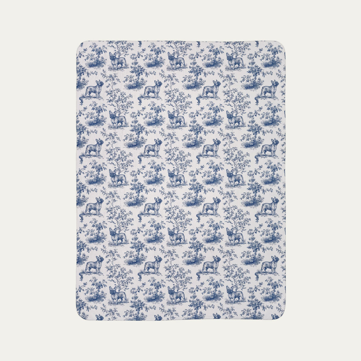 French Bulldog  Toile De Jouy Fleece Blanket