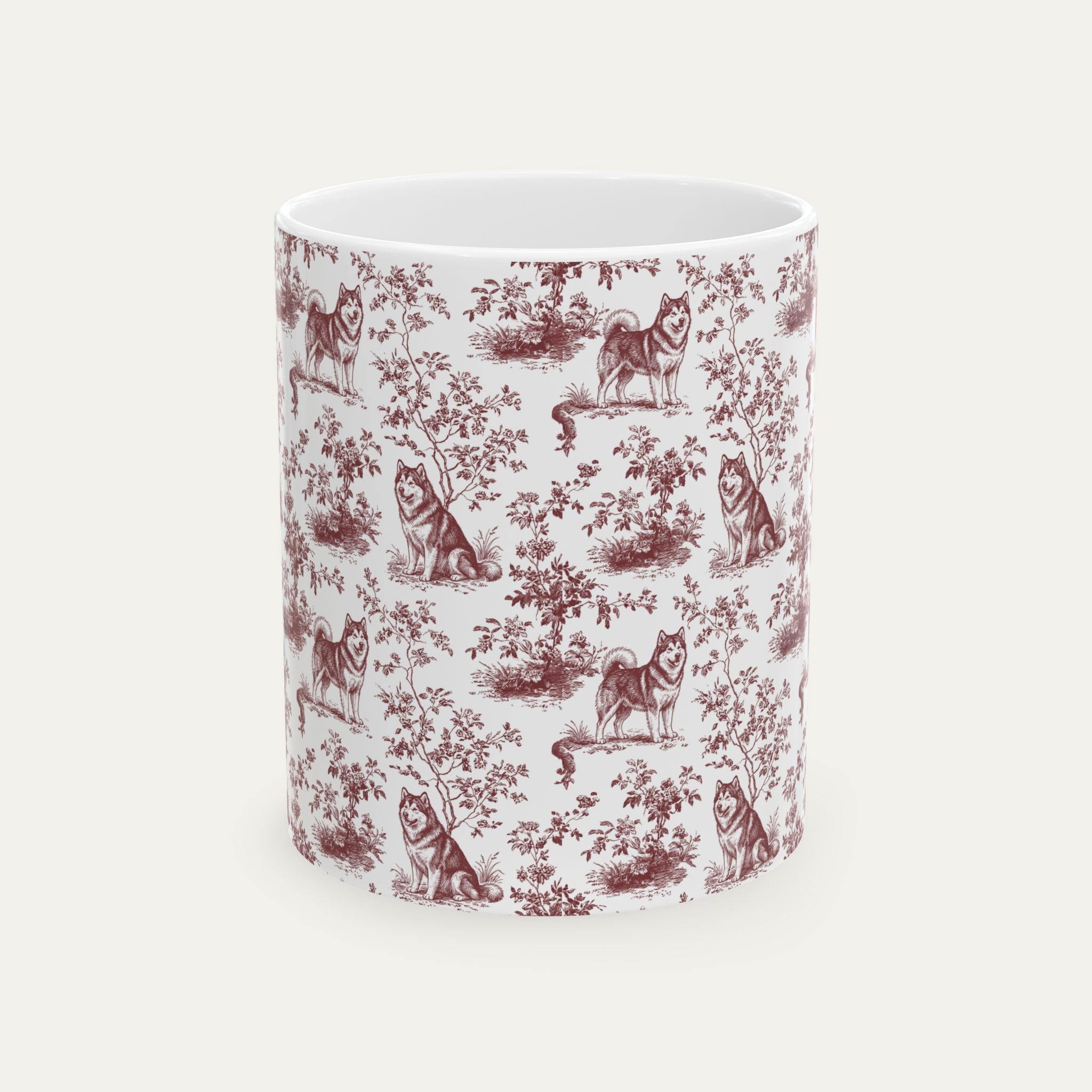 Alaskan Malamute Burgundy Toile Mug