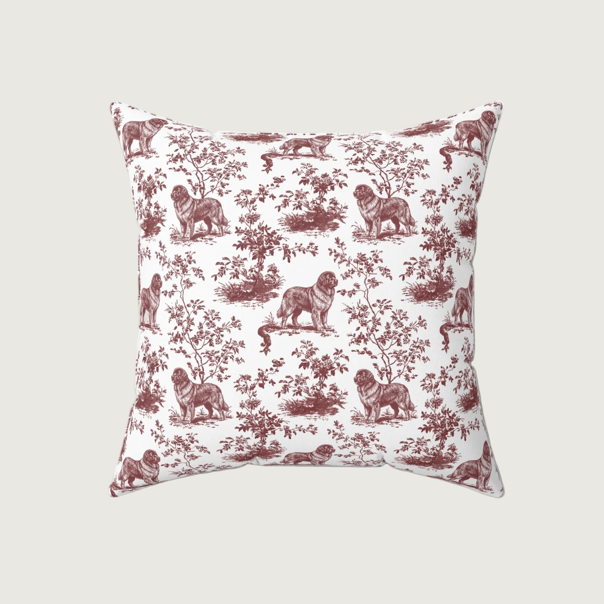 Dog Burgundy French Toile Pillow