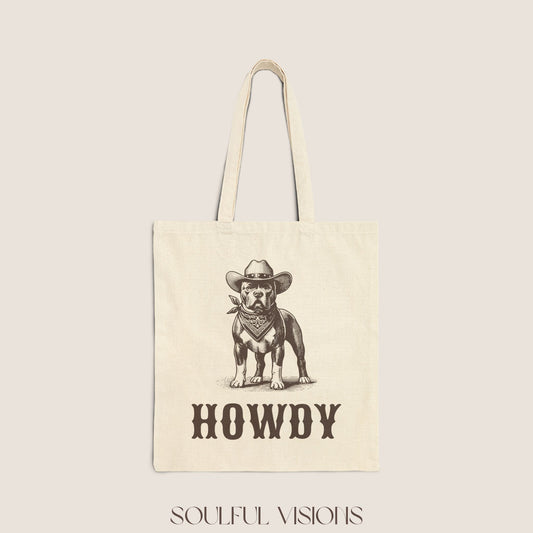 Howdy Pitbull Tote Bag
