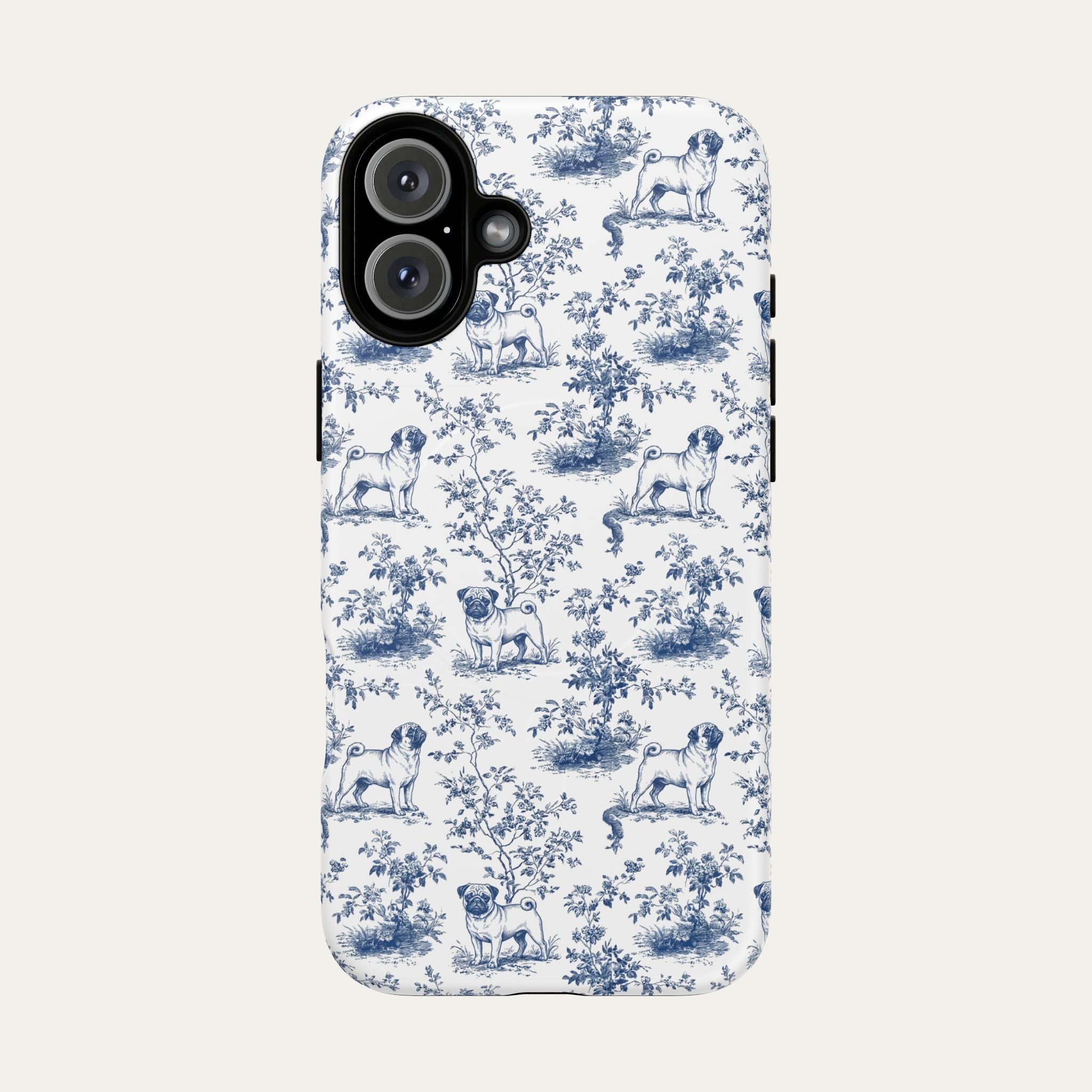 Pug Blue Toile Phone case