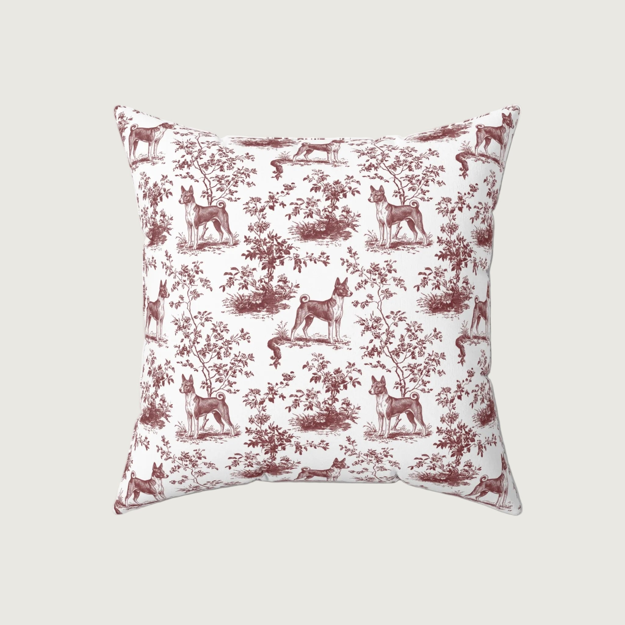 Dog Burgundy French Toile Pillow