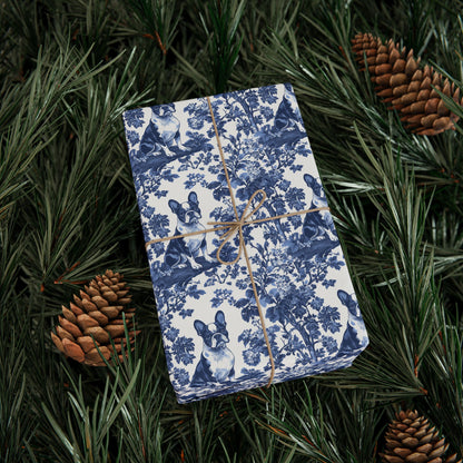 Boston Terrier French Toile De Jouy Wrapping Paper