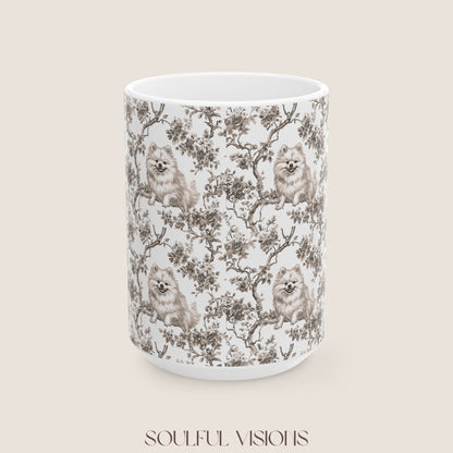 Pomeranian Toile De Jouy Mug