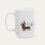 Custom Dachshund Black and Tan Dapple  Christmas Santa Hat Mug