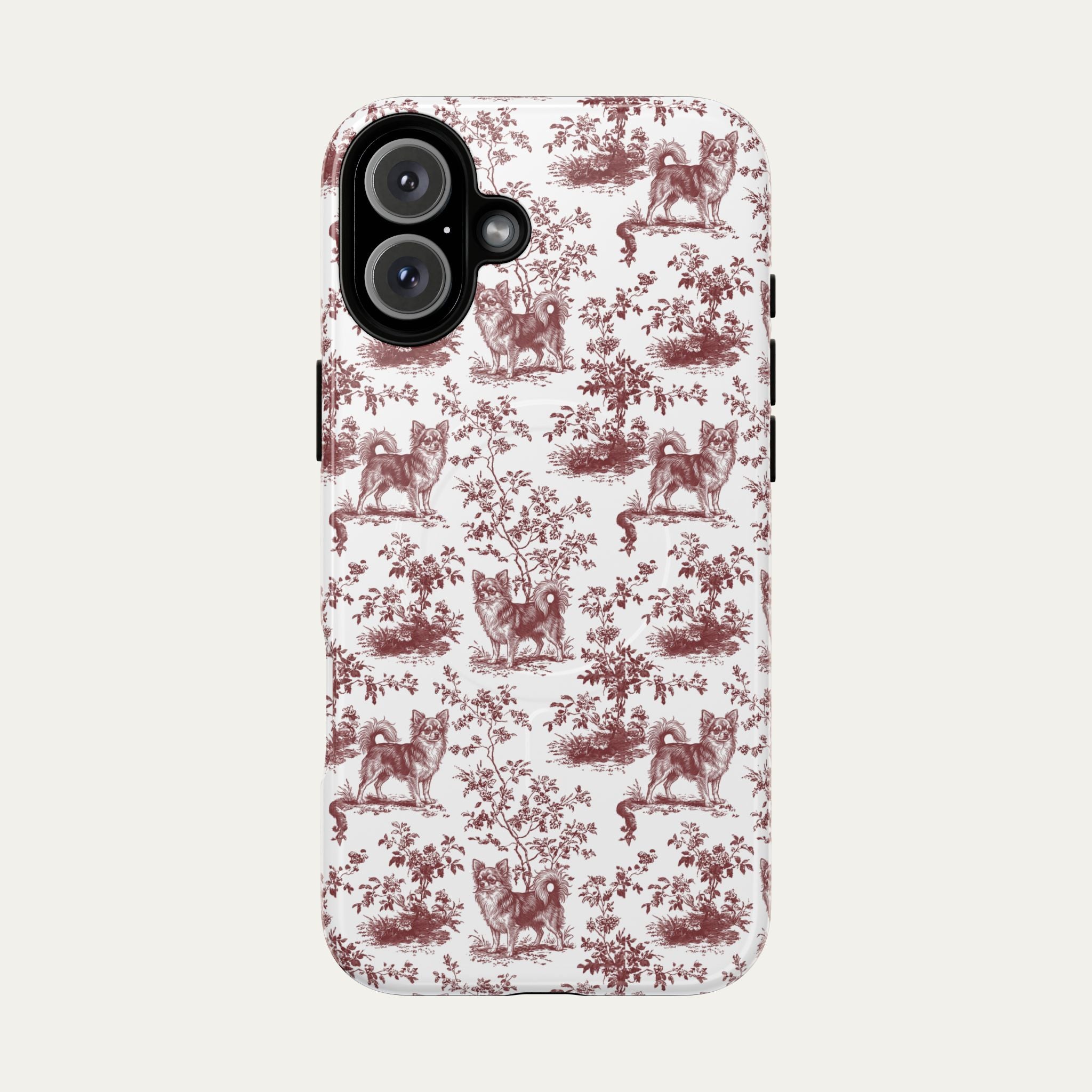 Chihuahua Longhaired Burgundy Toile phone Case