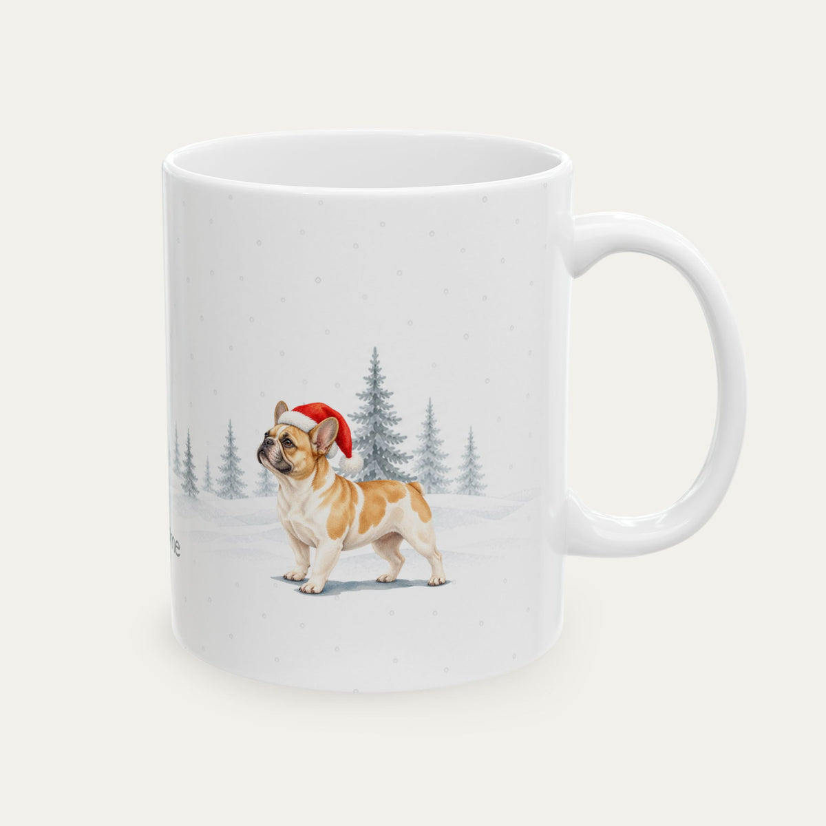 Custom French Bulldog Fawn Pied  Christmas Santa Hat Mug