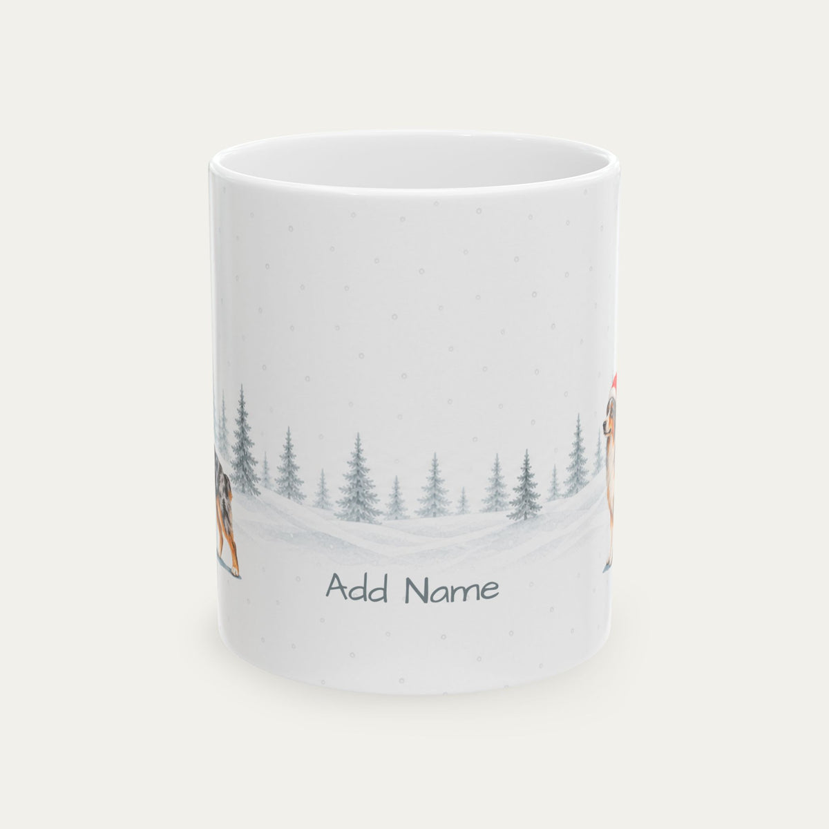 Custom Australian Shepherd Blue Merle Christmas Santa Hat Mug