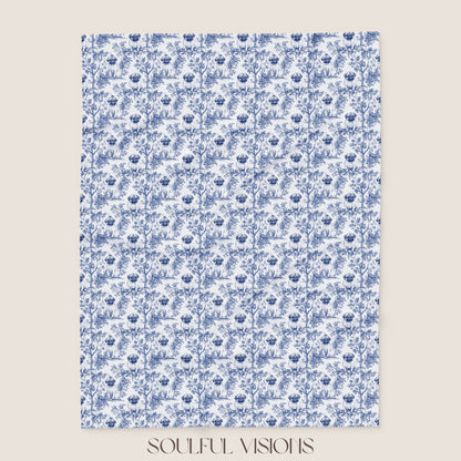 Pug 2 Toile French Toile De Jouy Blanket