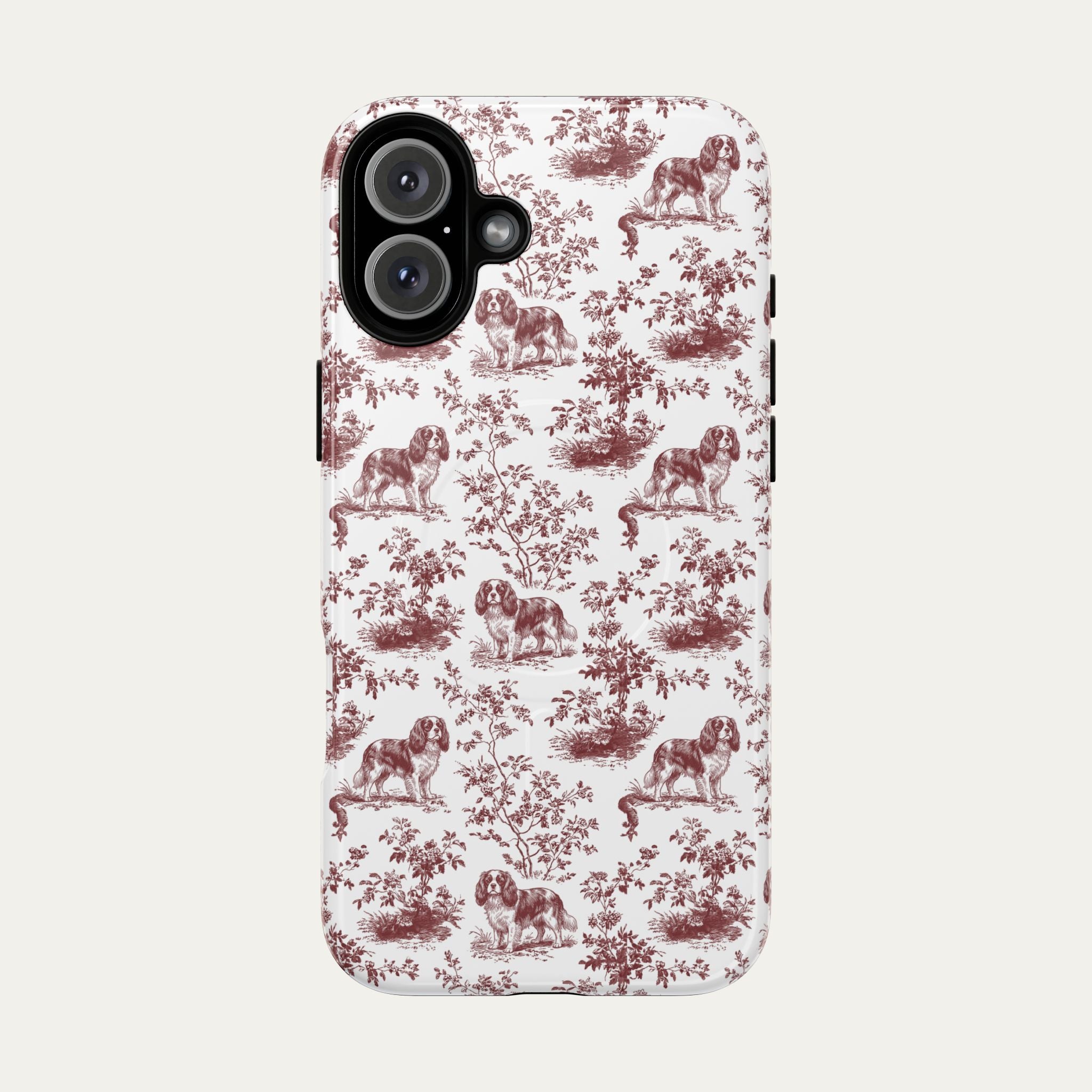 Cavalier Spaniel Burgundy Toile phone Case