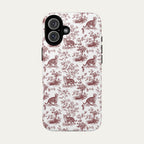 Tabby Cat Burgundy Toile phone Case
