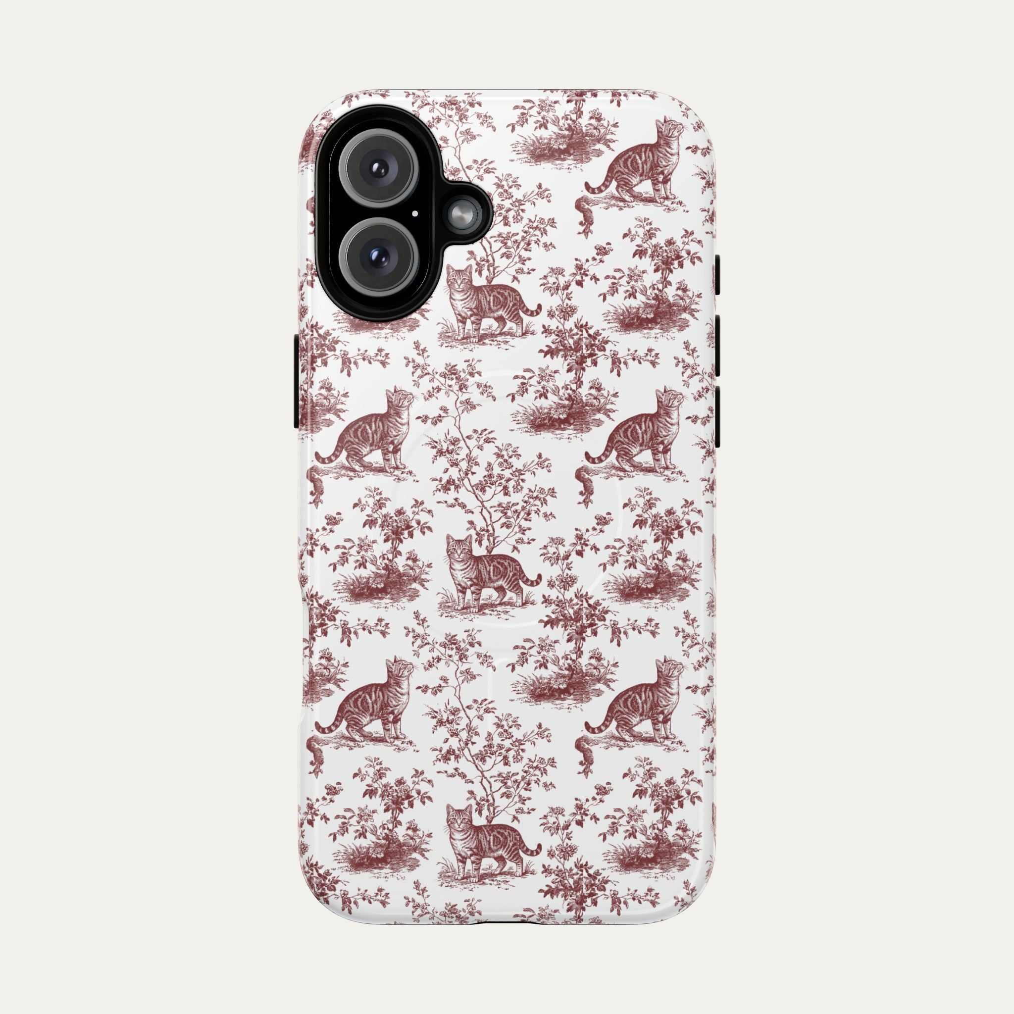 Tabby Cat Burgundy Toile phone Case