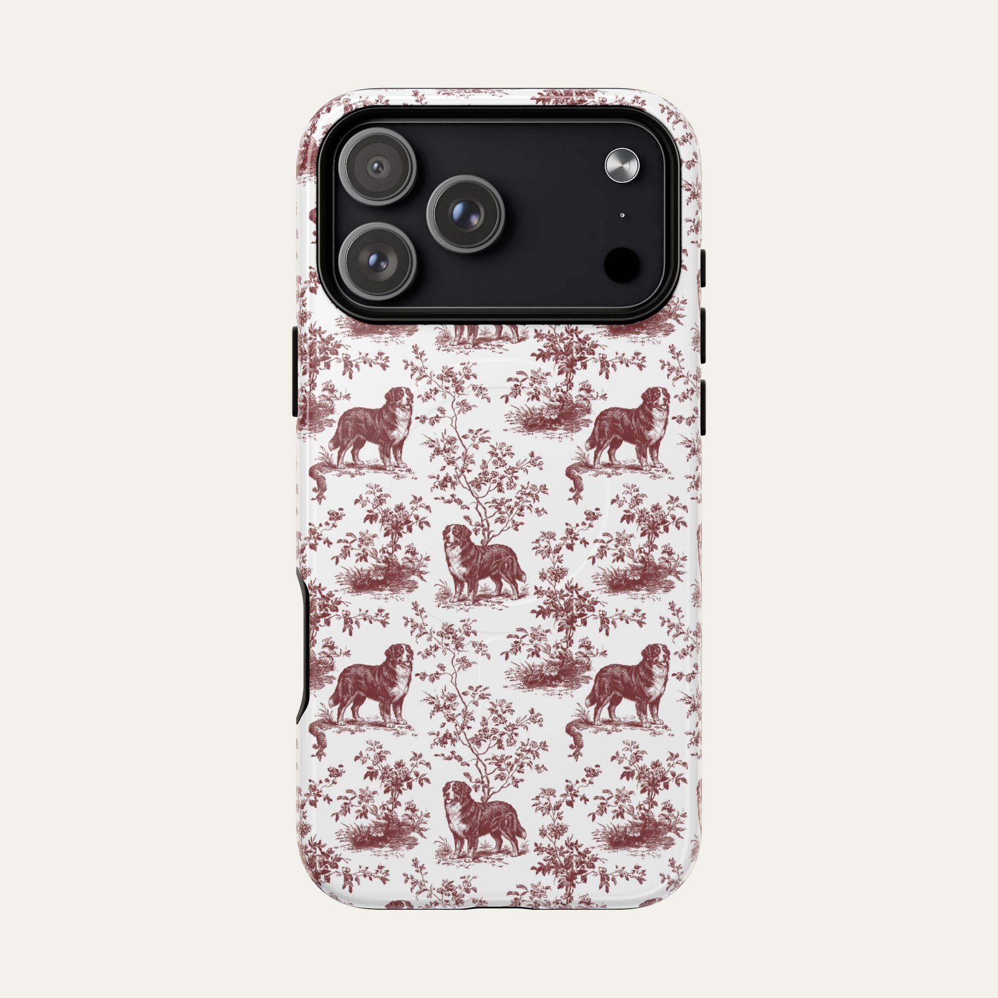 Bernese Mountain Burgundy Toile phone Case