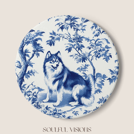Alaskan Malamute Ceramic Coaster French Toile