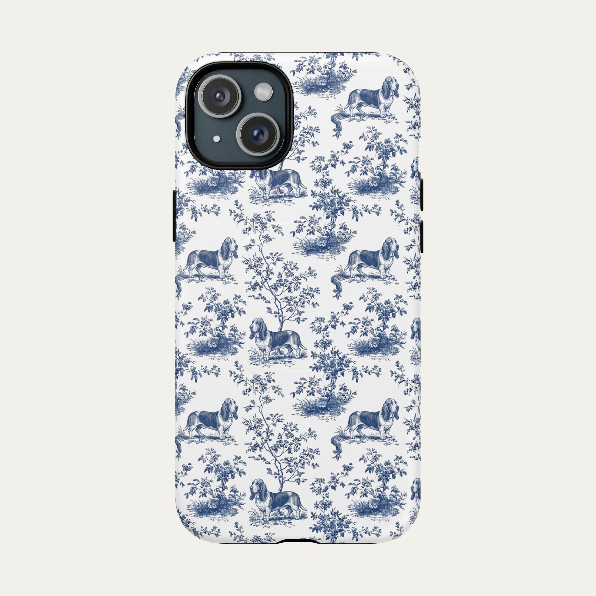 Basset Hound Blue Toile Phone case