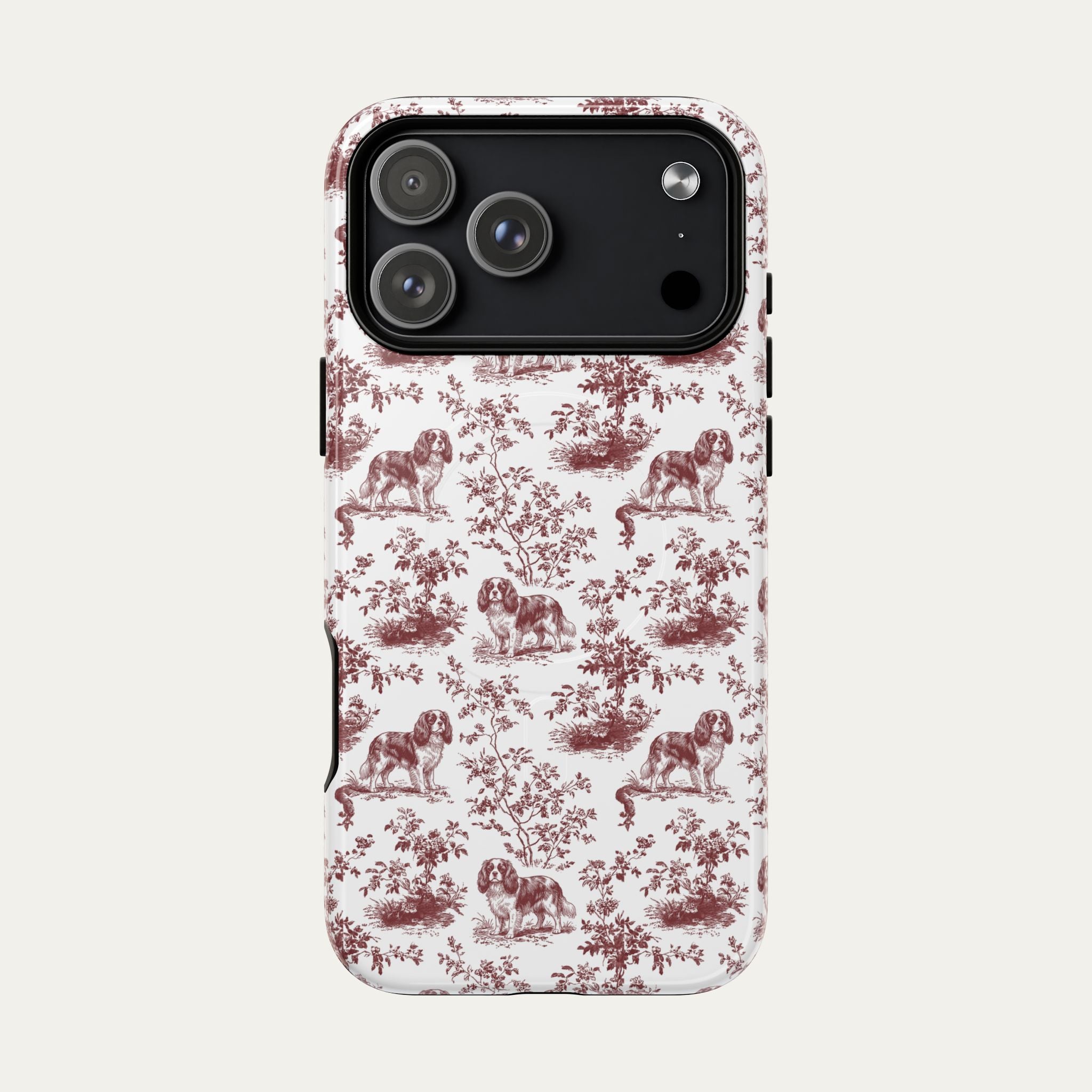 Cavalier Spaniel Burgundy Toile phone Case