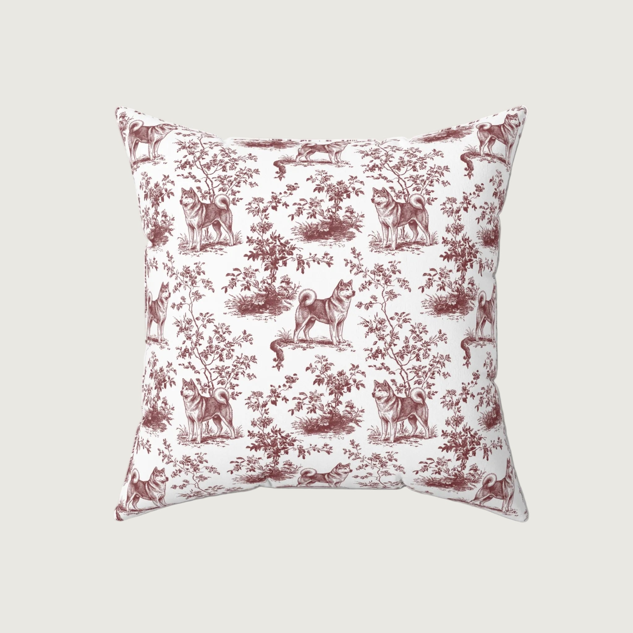 Dog Burgundy French Toile Pillow