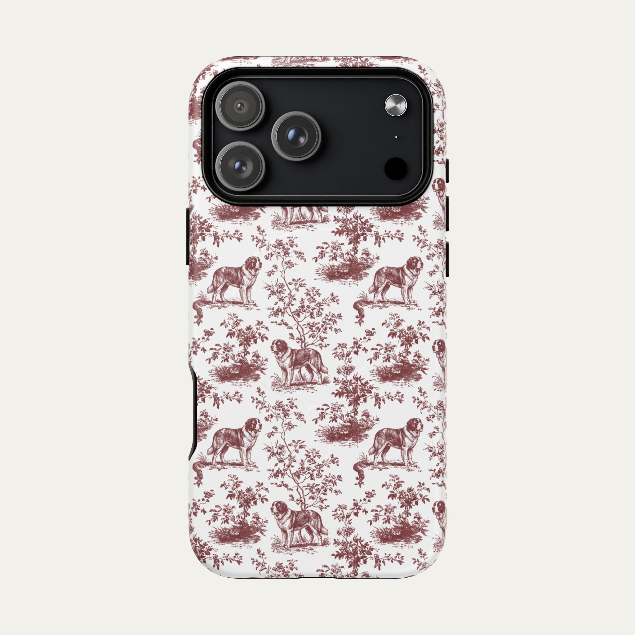Saint Bernard Burgundy Toile phone Case