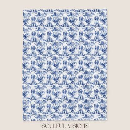 Cocker Spaniel 4 French Toile De Jouy Blanket