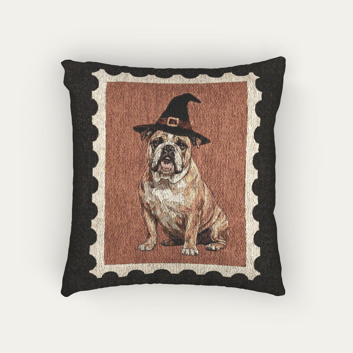 Bulldog Halloween Woven Pillow