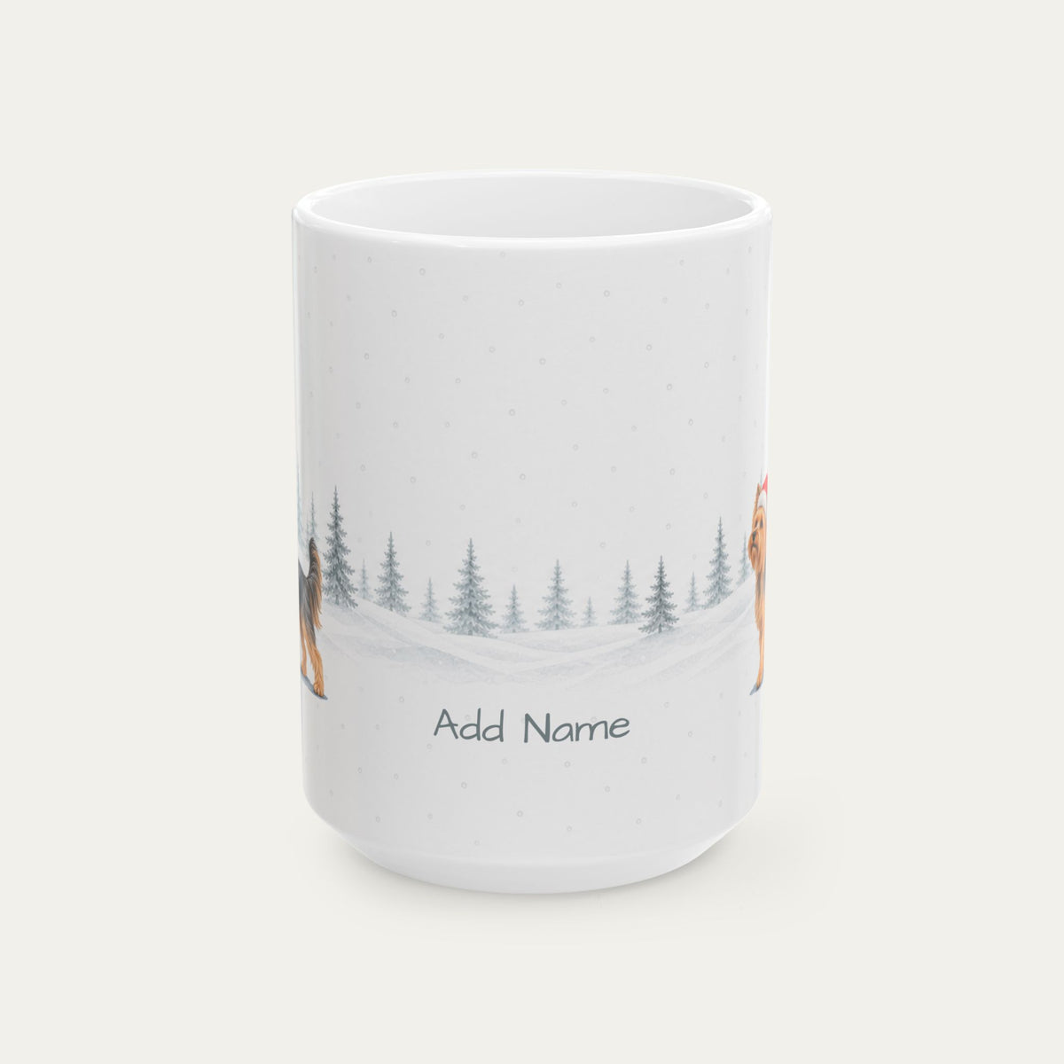 Custom Yorshire Terrier Steel Blue and Golden Tan Christmas Santa Hat Mug