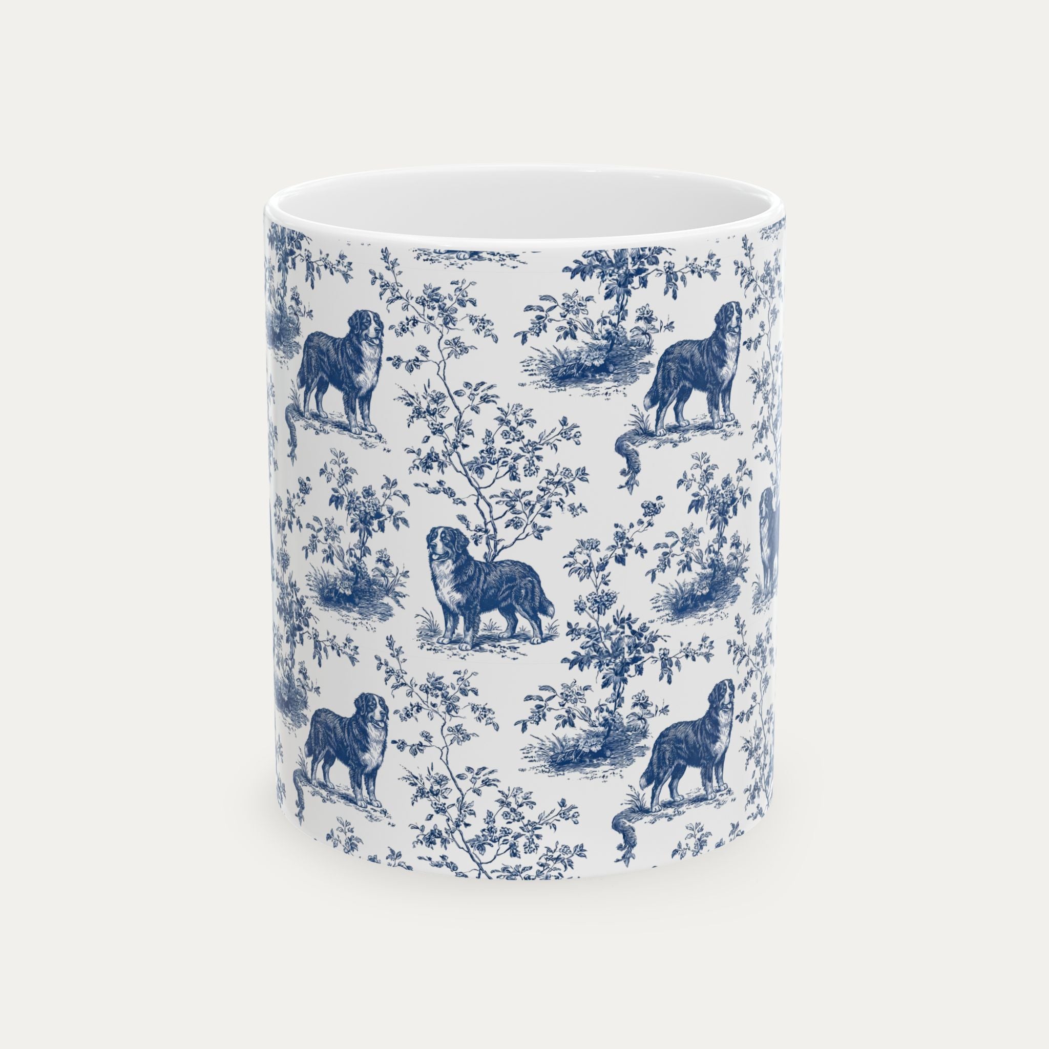 Bernese Mountain Blue Toile Mug