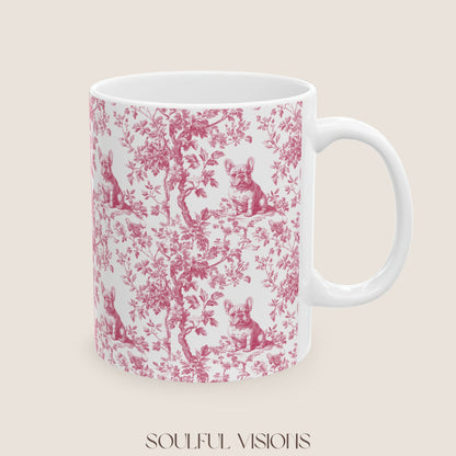 French Bulldog Pink French Toile De Jouy Mug