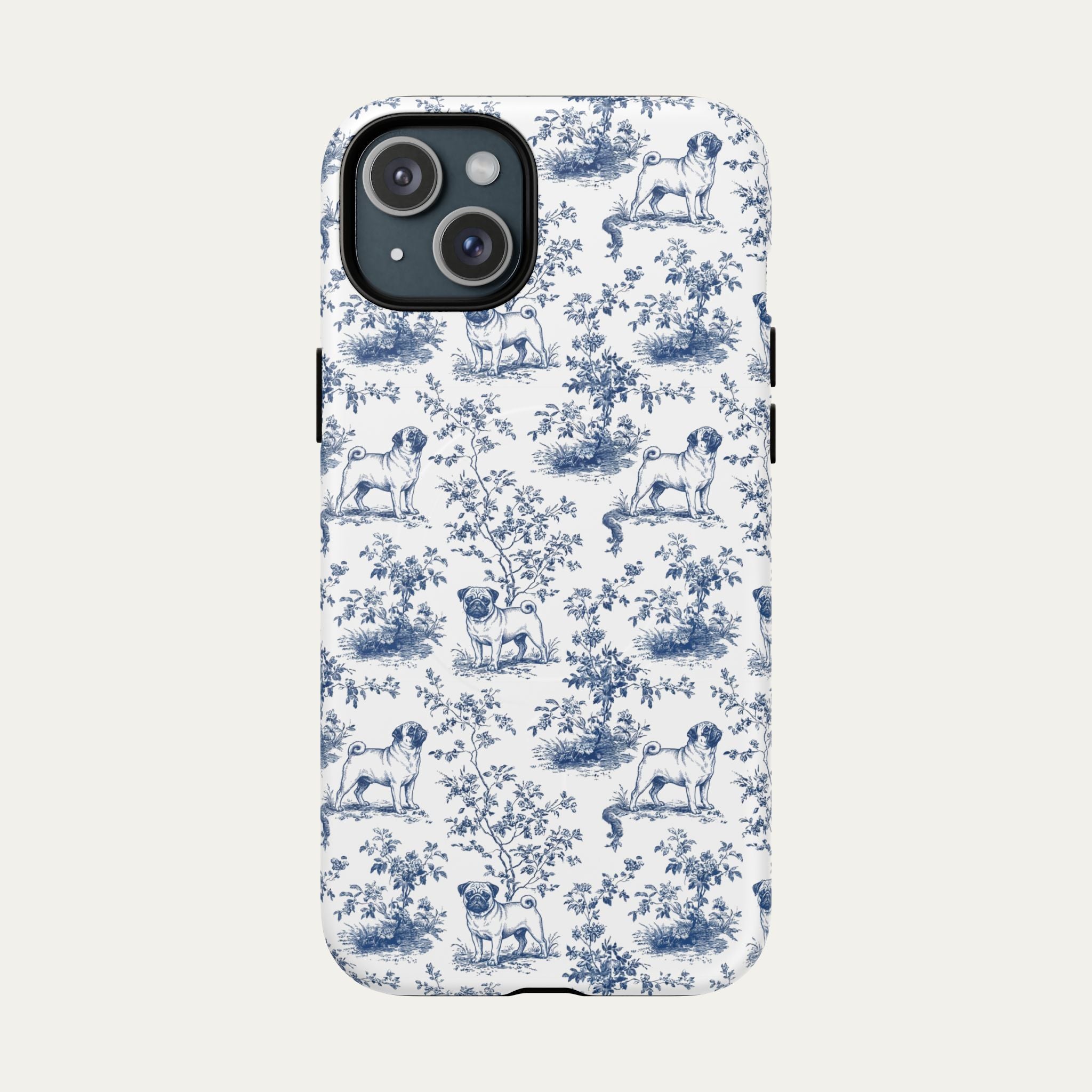 Pug Blue Toile Phone case