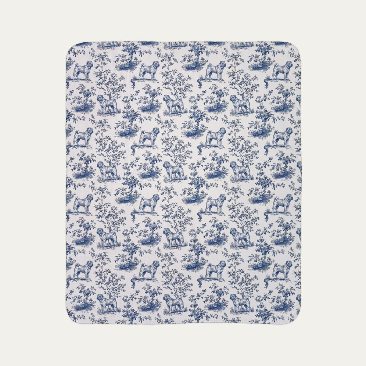 Shar Pei Toile De Jouy Fleece Blanket