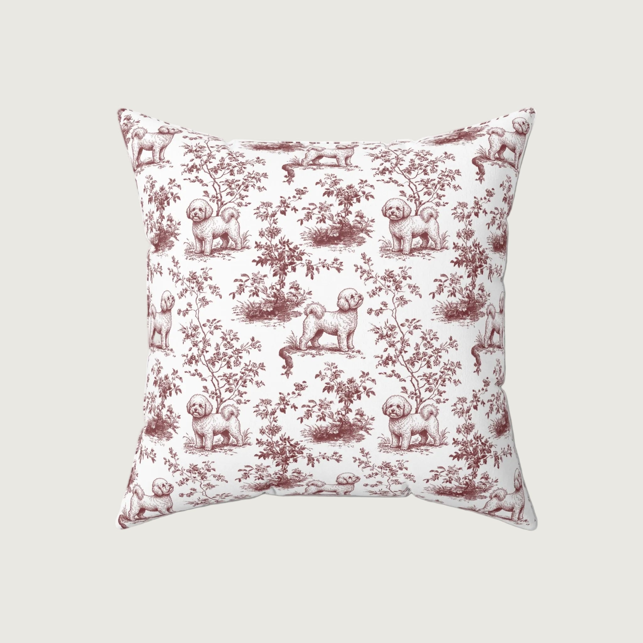 Dog Burgundy French Toile Pillow