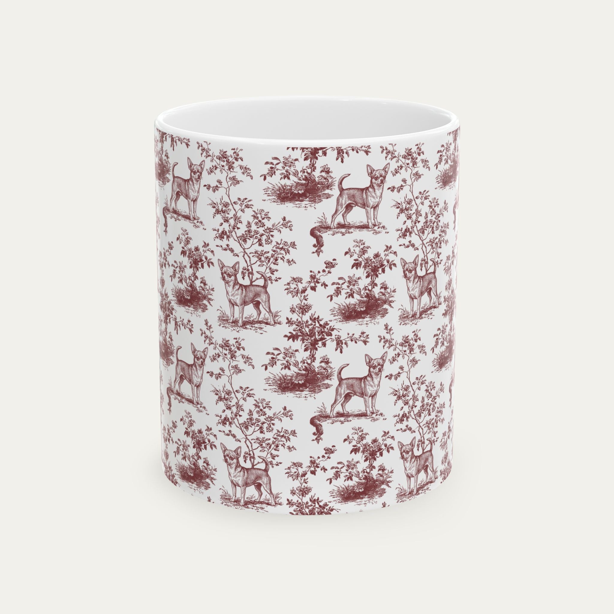 Chihuahua Shorthaired Burgundy Toile Mug