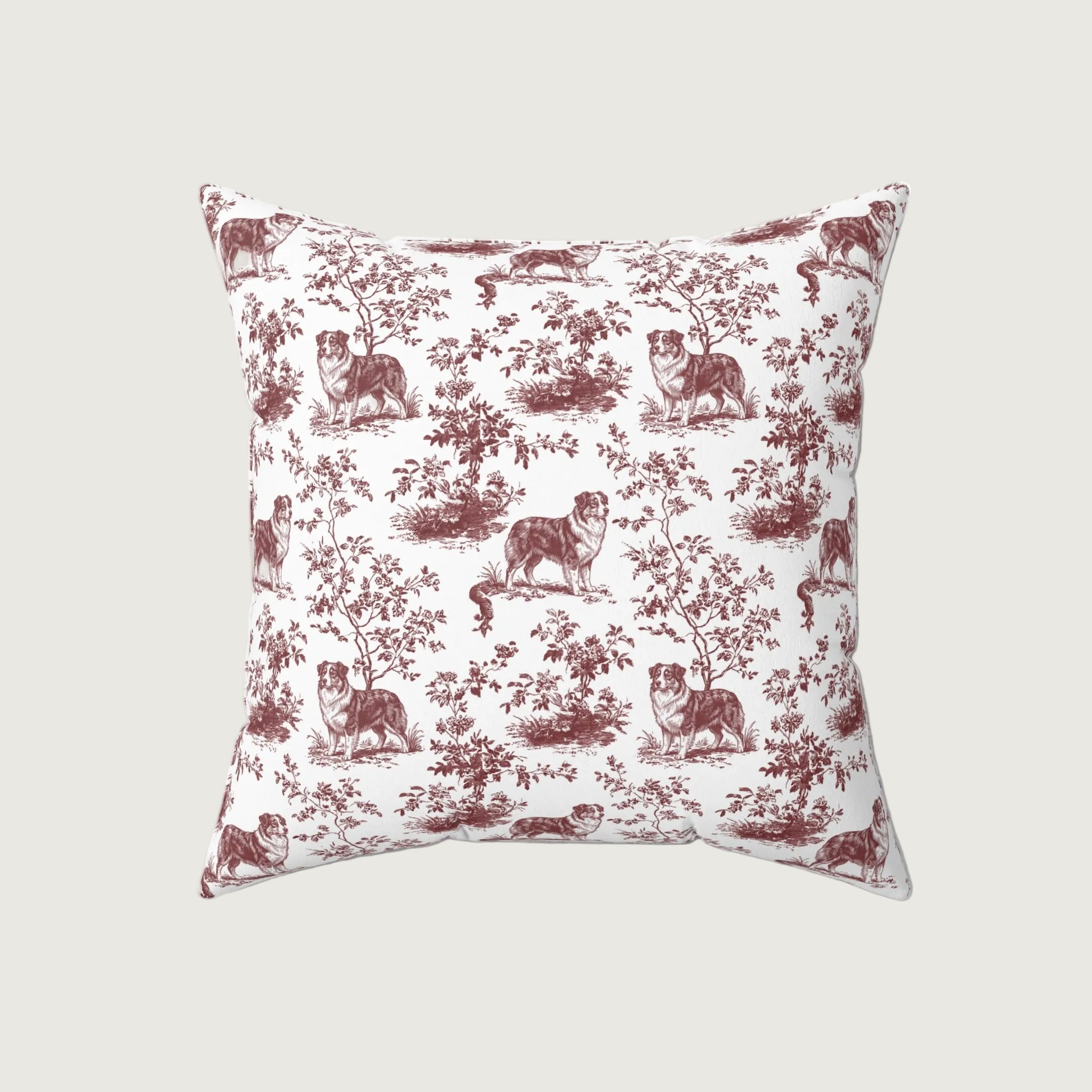 Dog Burgundy French Toile Pillow