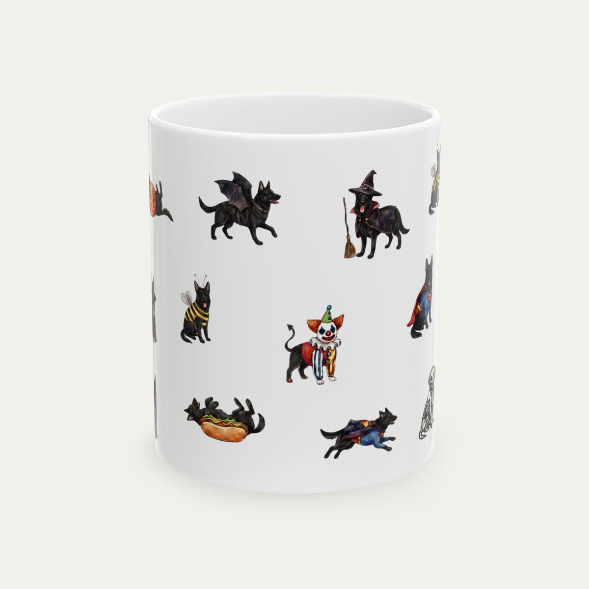 German Shepherd black Halloween mug