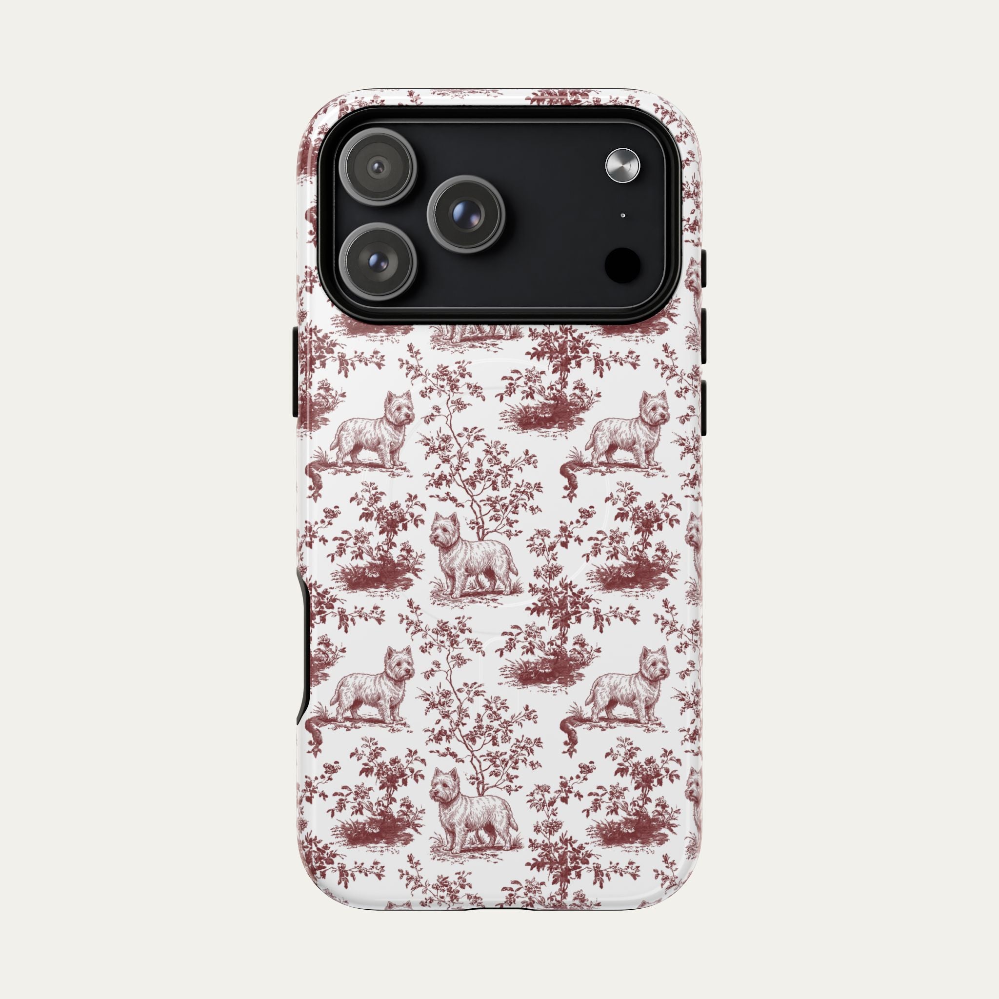 Westie Burgundy Toile phone Case