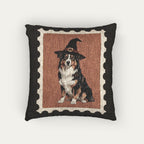 Australian shepherd tri color Halloween Woven Pillow