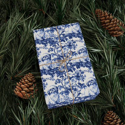 Pekingese French Toile De Jouy Wrapping Paper
