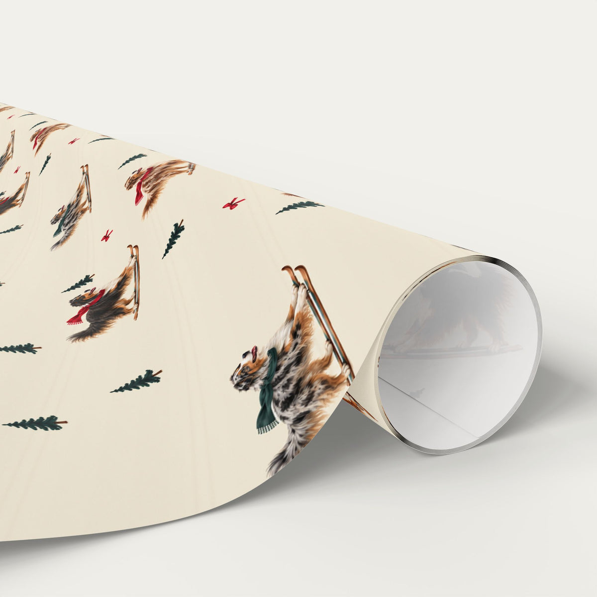 Australian Shepherd Christmas Skiing Wrapping Paper