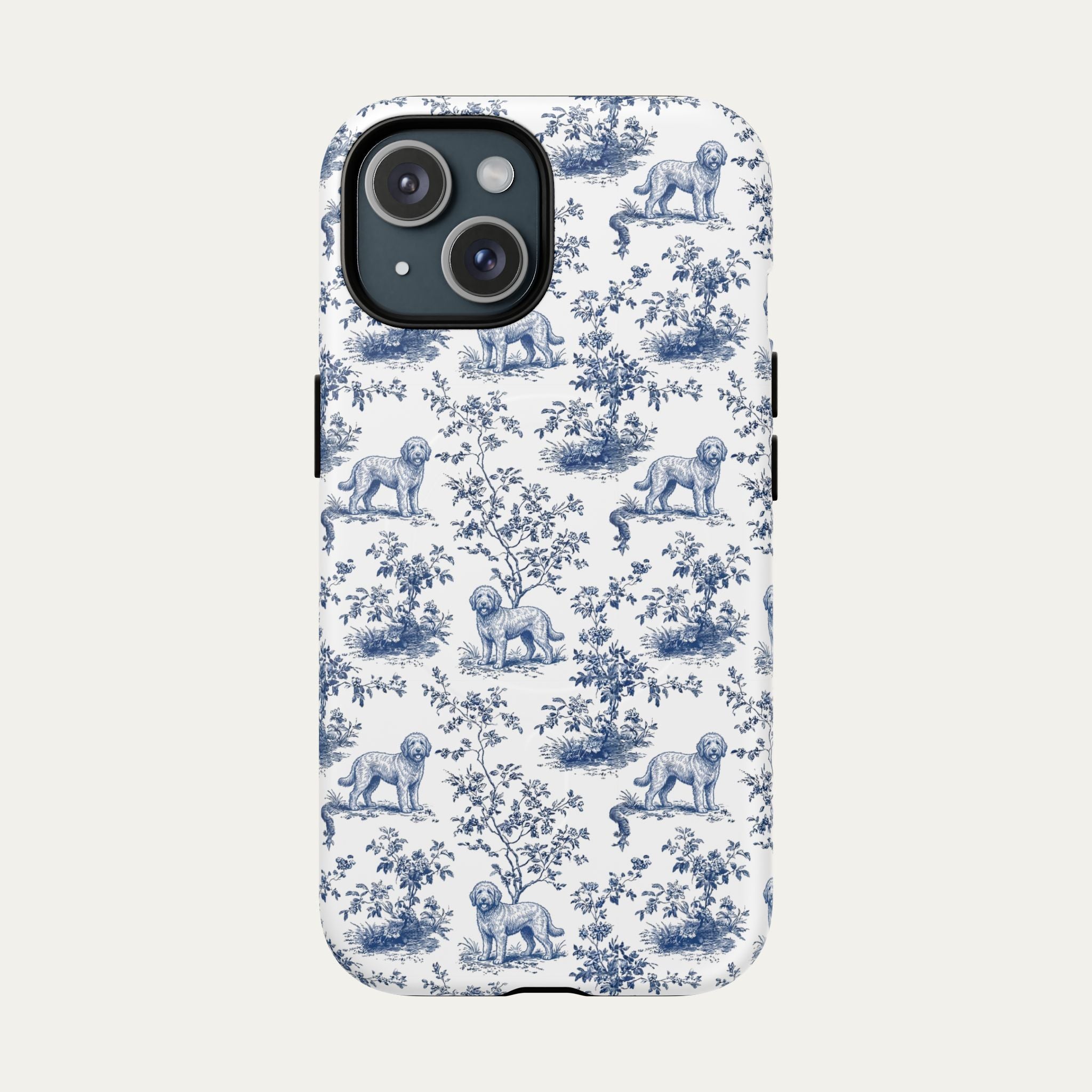 Goldendoodle Blue Toile Phone case