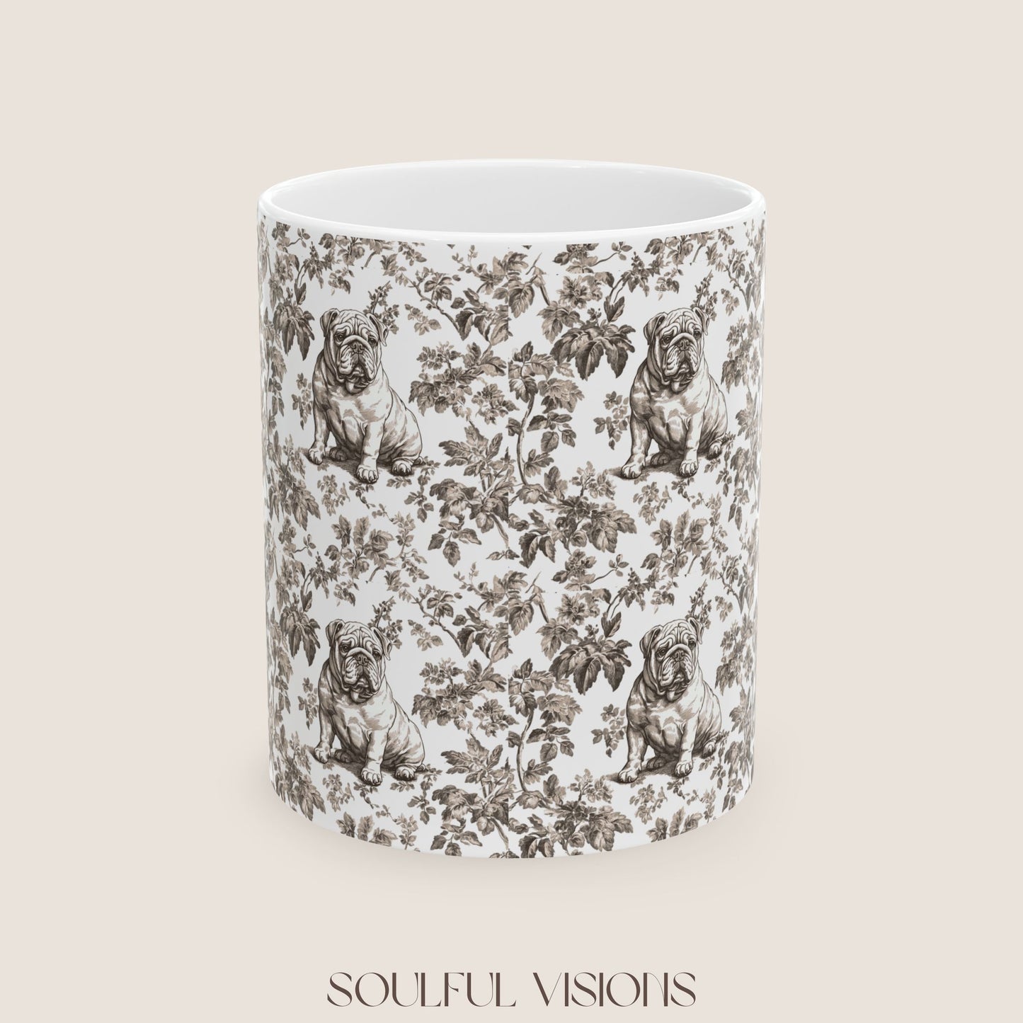 English Bulldog Toile De Jouy Mug
