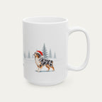 Custom Australian Shepherd Blue Merle Christmas Santa Hat Mug