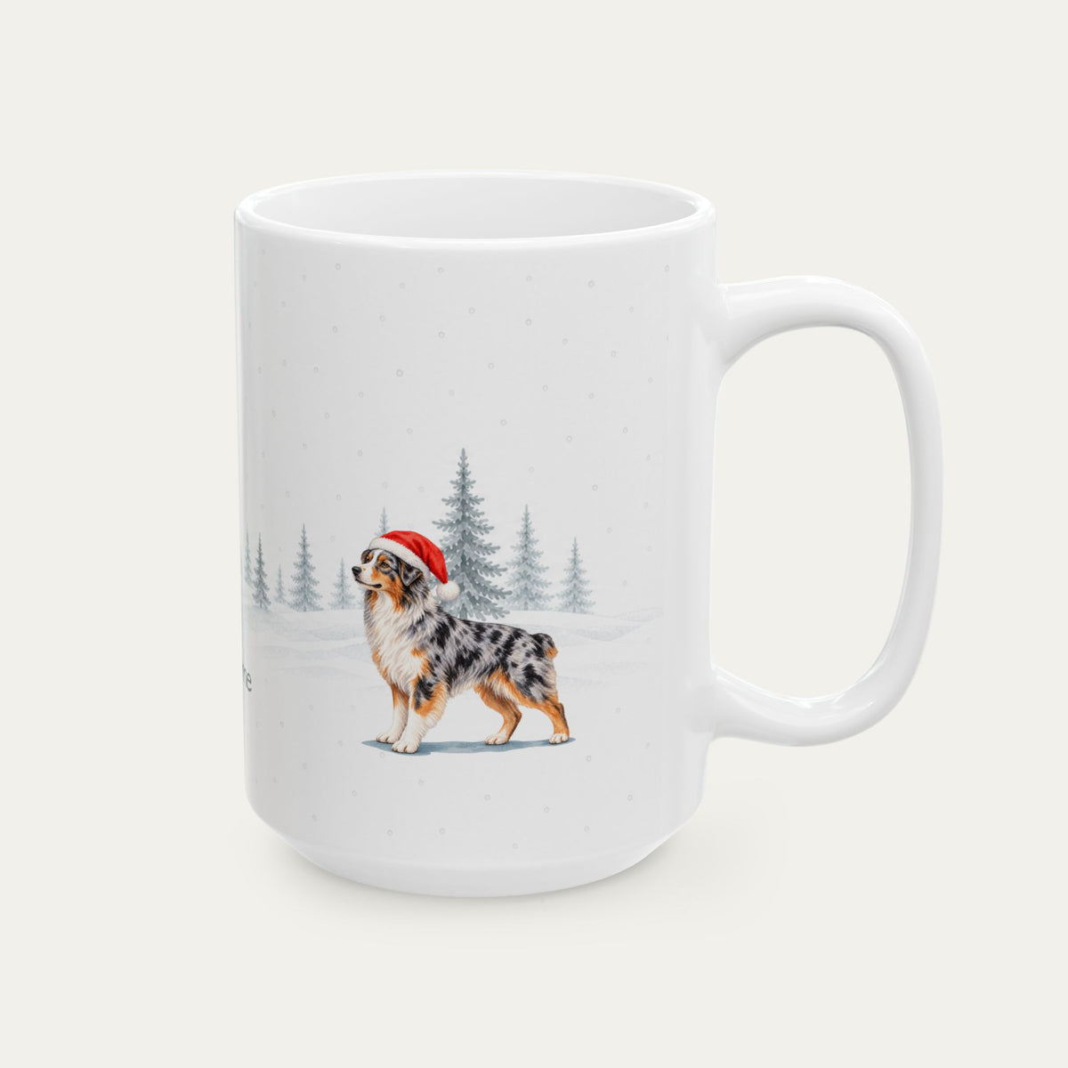 Custom Australian Shepherd Blue Merle Christmas Santa Hat Mug