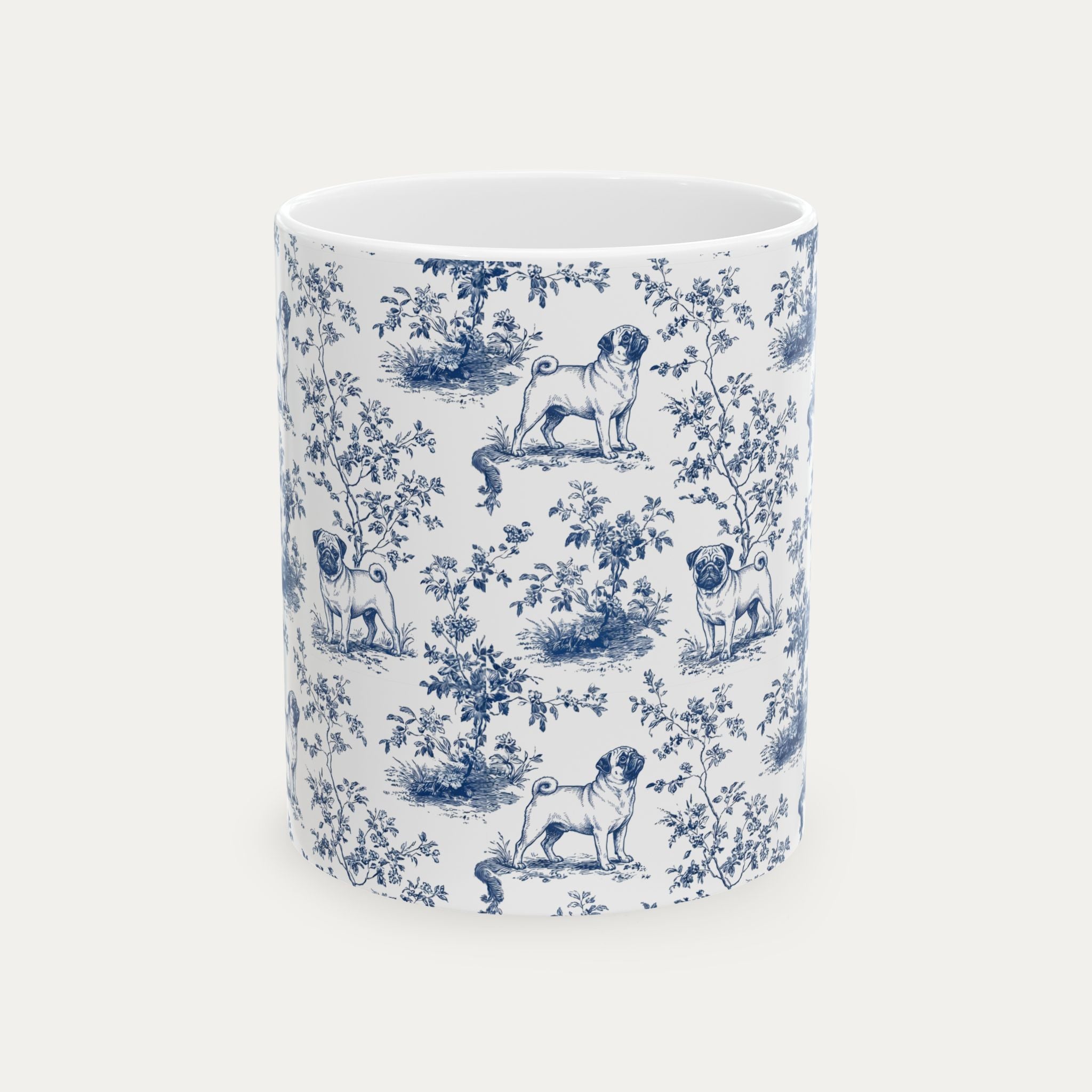 Pug Blue Toile Mug