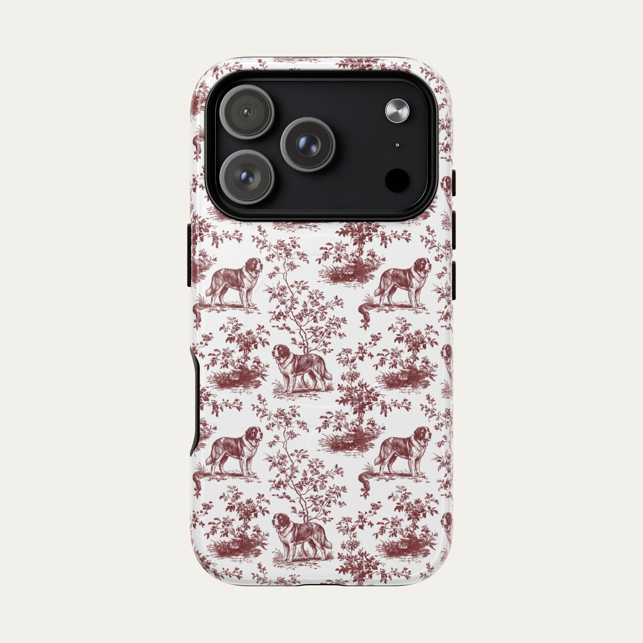 Saint Bernard Burgundy Toile phone Case