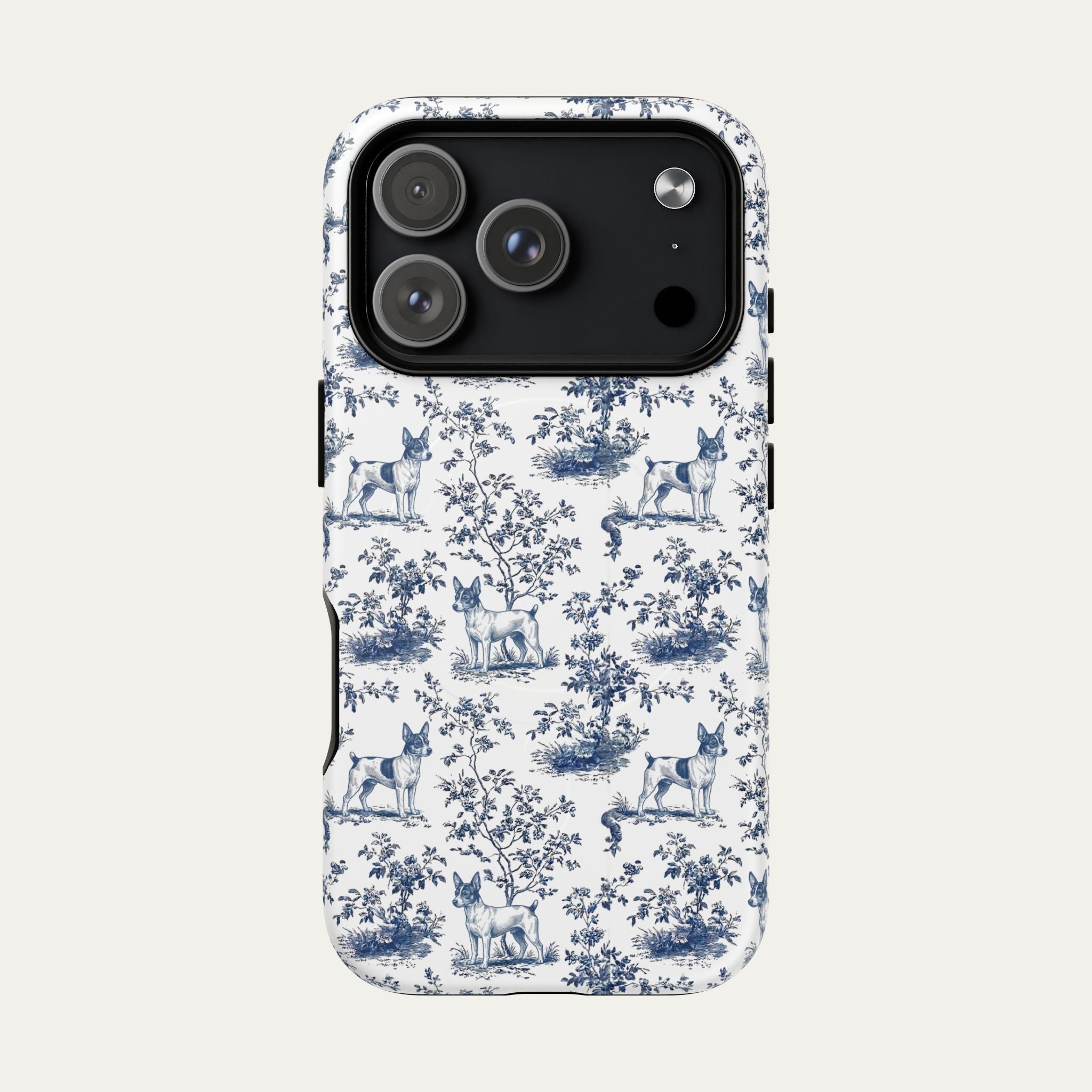 Toy Fox Terrier Blue Toile Phone case