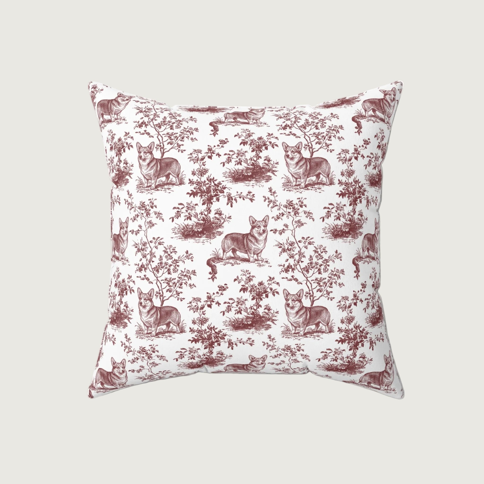 Dog Burgundy French Toile Pillow